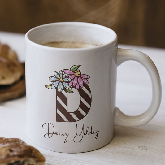 Harfli İsimli Kişiye Öze Beyazl Kupa Bardak – Şık, Minimal Tasarım Kupa Bardak