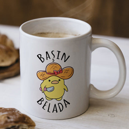 Başın Belada Yazılı Komik Kupa Bardak – Komik Yazılı Bardak, Eğlenceli Kupa Bardak