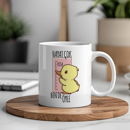 Hayat Çok Kısa Yazılı Komik Kupa Bardak – Komik Yazılı Bardak, Eğlenceli Kupa Bardak