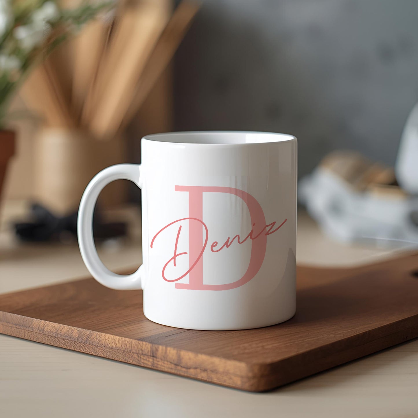 Harfli İsimli Kişiye Öze Beyazl Kupa Bardak – Şık, Minimal Tasarım Kupa Bardak