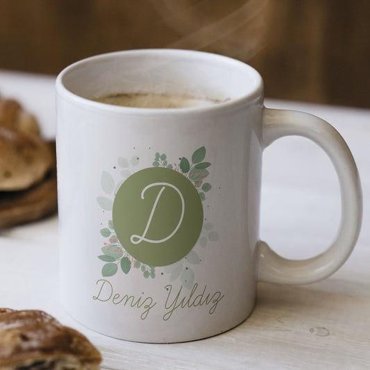 Harfli İsimli Kişiye Öze Beyazl Kupa Bardak – Şık, Minimal Tasarım Kupa Bardak