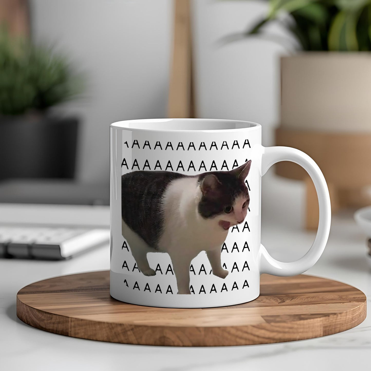 AAAAA Yazılı Komik Kedi Kupa Bardak – Komik Yazılı Bardak, Eğlenceli Kupa Bardak