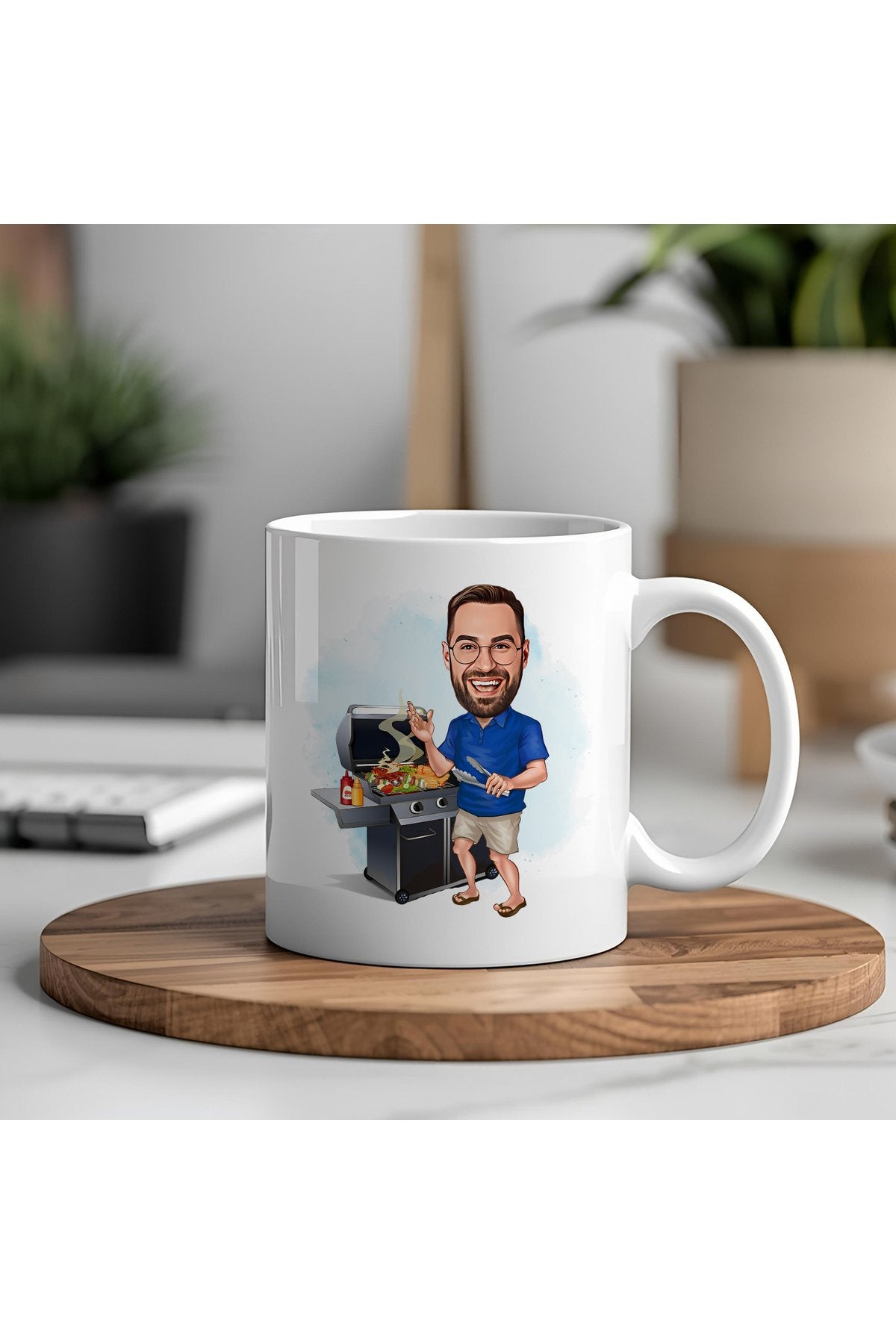 Mangal Ustalarına Özel Karikatür Kupa – Fotoğraftan Kişisel Karikatür Çizimiyle Eğlenceli Hediye