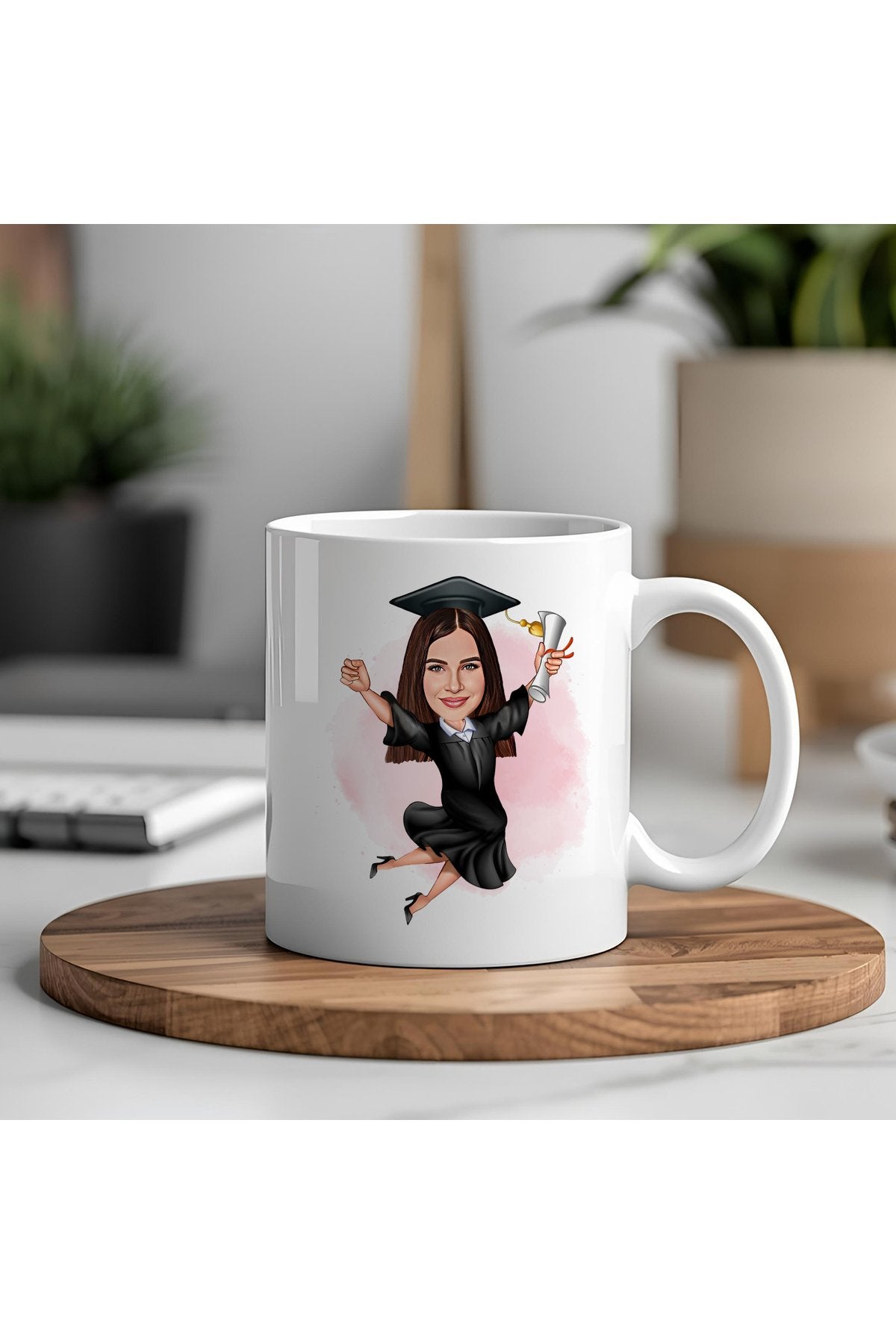 Mezuniyetine Özel Karikatür Kupa – Fotoğraftan Çizimle Hazırlanan Eşsiz Mezuniyet Hediyesi