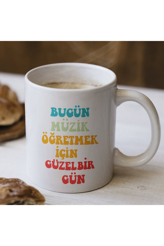 Müzik Öğretmeni Yazılı Beyaz Kupa Bardak – Öğretmenler Günü Hediyesi, Kişiye Özel Bardak