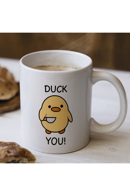Duck You Yazılı Beyaz Kupa Bardak – Komik Yazılı Bardak, Mizah Sevenlere Hediye Bardak