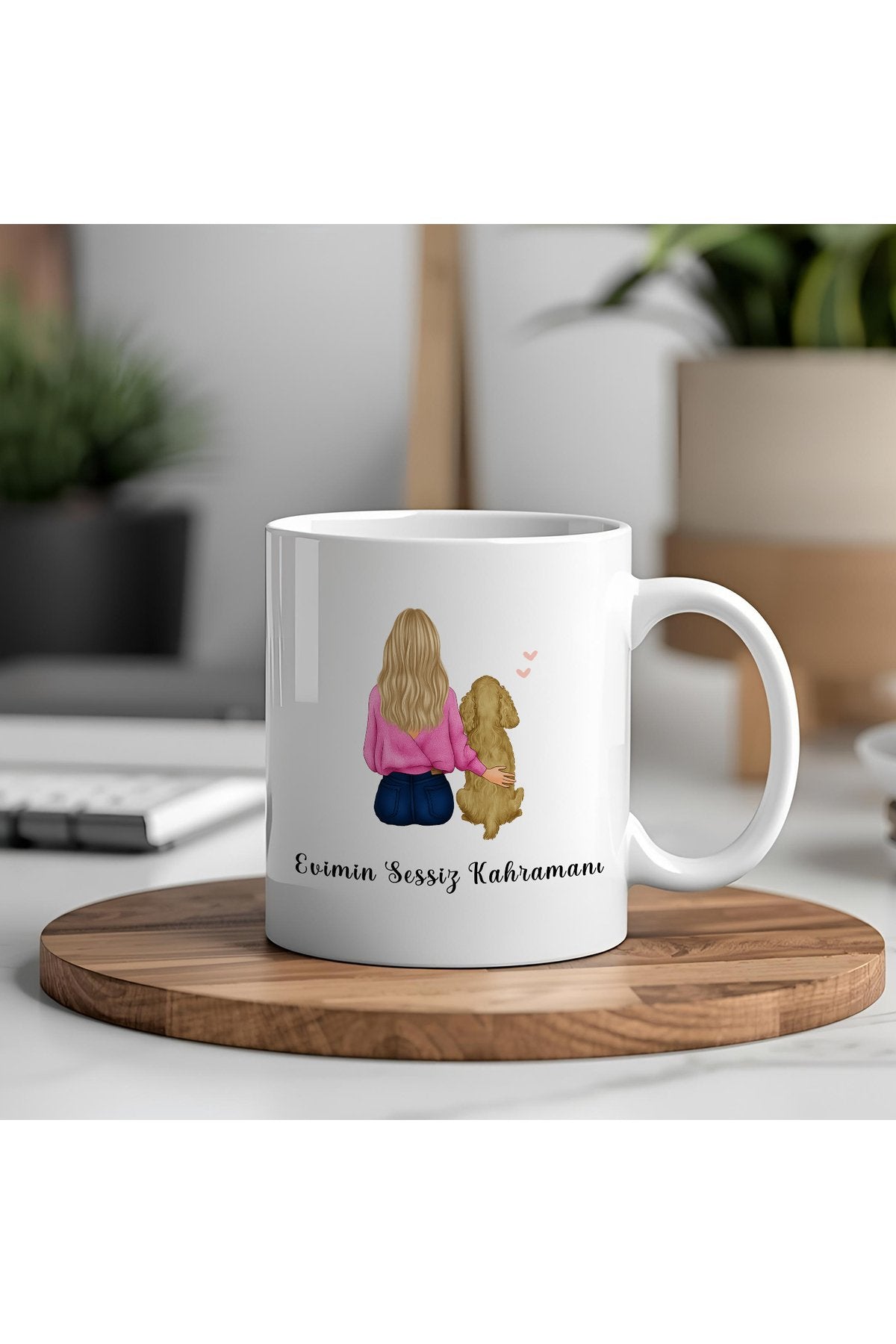 Evimin Sessiz Kahramanı – Kadın ve Köpek Temalı Kupa Hediye - Evcil Hayvan Severlere Özel Kupa