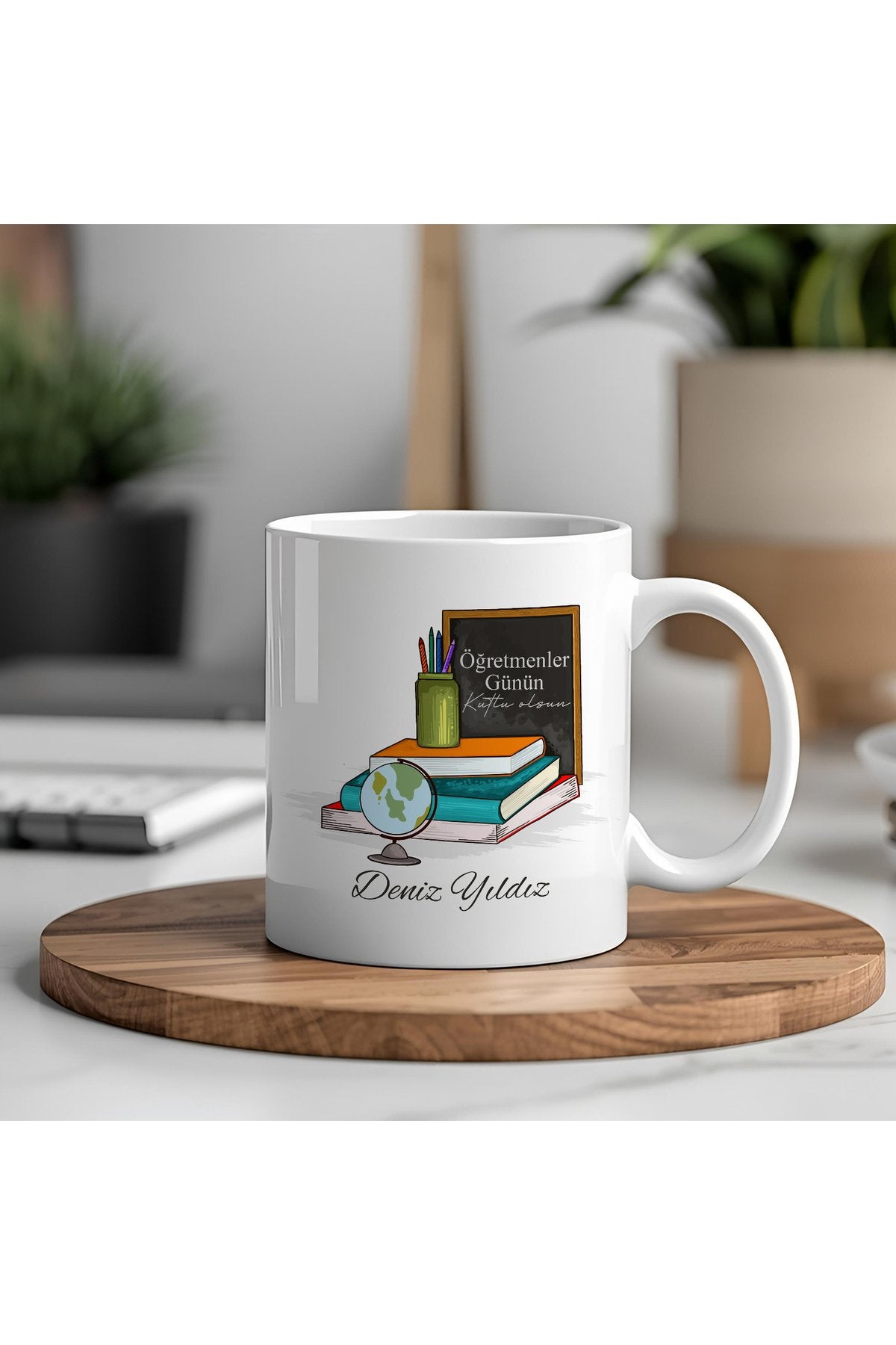 İsimli Öğretmenler Günü Tasarımlı Beyaz Kupa Bardak, Öğretmenler Günü Hediyesi, Kişiye Özel Bardak