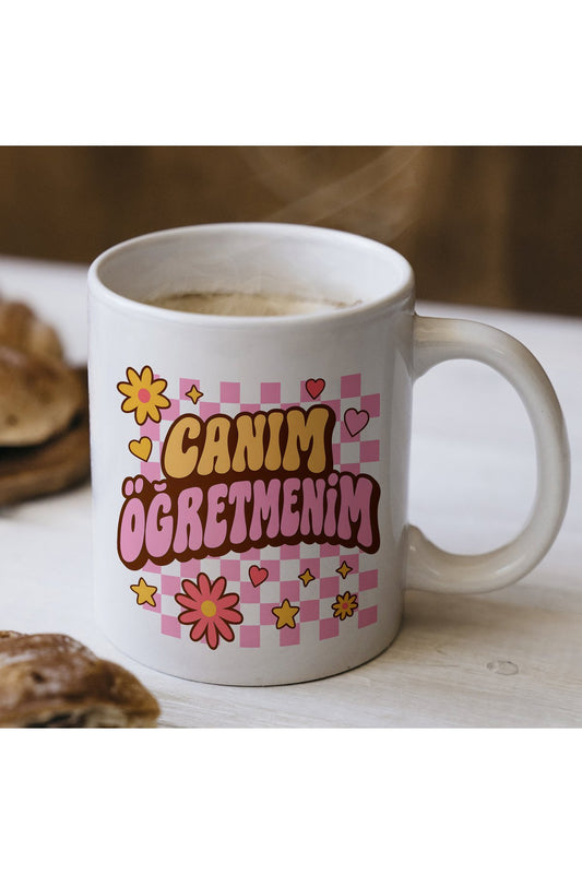 Canım Öğretmenim Yazılı Beyaz Kupa Bardak – Öğretmenler Günü Hediyesi, Kişiye Özel Bardak