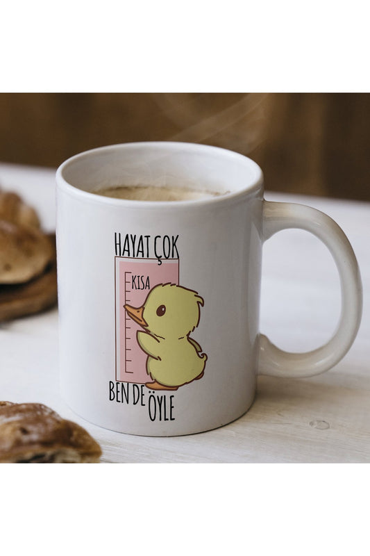Hayat Çok Kısa Yazılı Komik Kupa Bardak – Komik Yazılı Bardak, Eğlenceli Kupa Bardak
