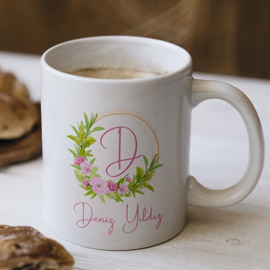 Harfli İsimli Kişiye Öze Beyazl Kupa Bardak – Şık, Minimal Tasarım Kupa Bardak