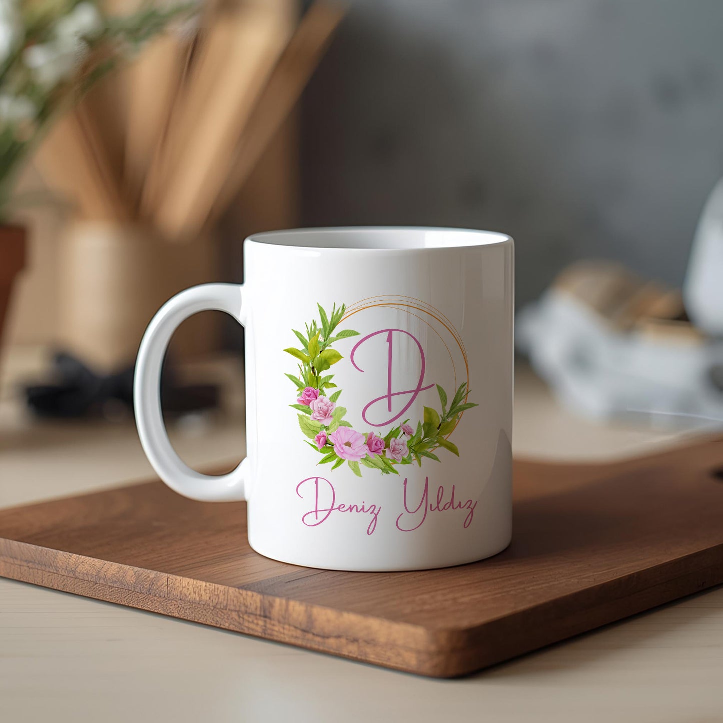 Harfli İsimli Kişiye Öze Beyazl Kupa Bardak – Şık, Minimal Tasarım Kupa Bardak