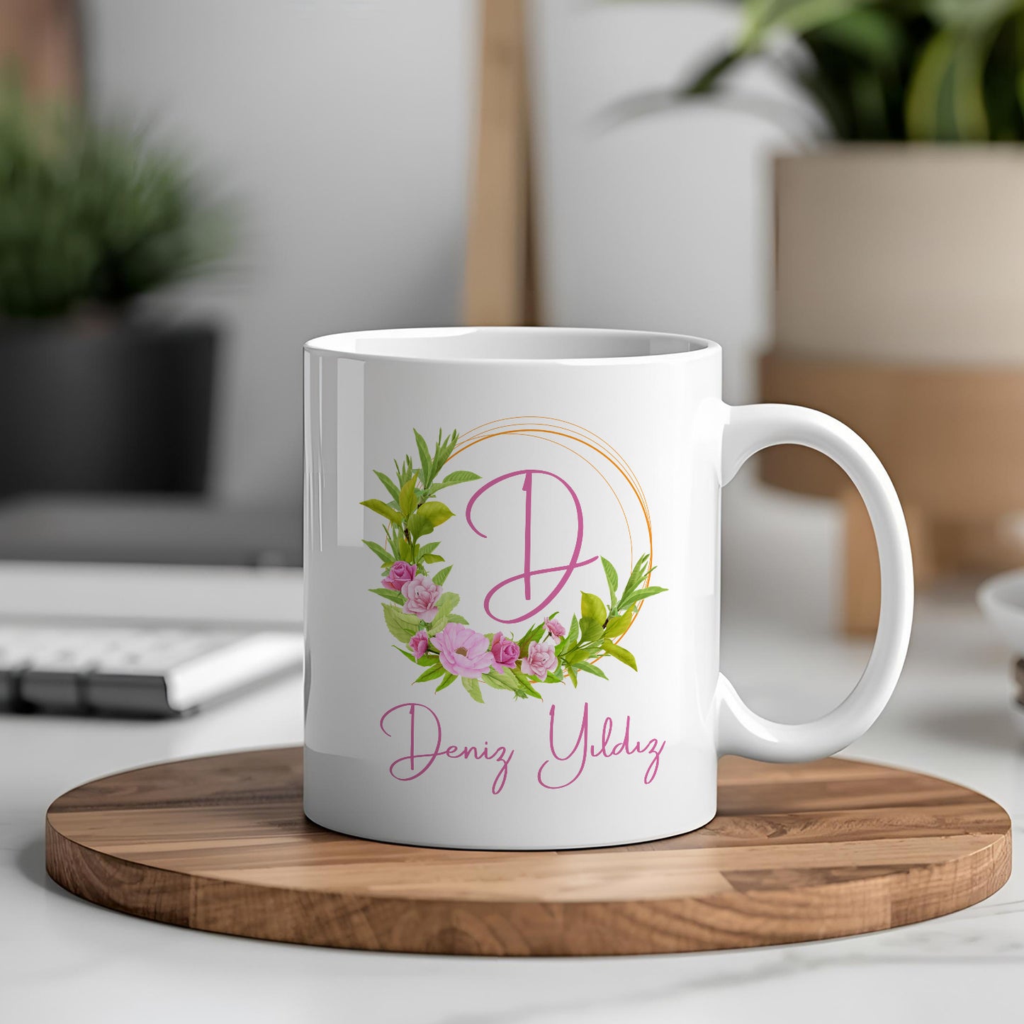 Harfli İsimli Kişiye Öze Beyazl Kupa Bardak – Şık, Minimal Tasarım Kupa Bardak