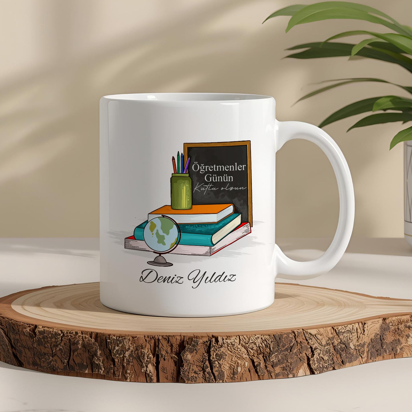 İsimli Öğretmenler Günü Tasarımlı Beyaz Kupa Bardak, Öğretmenler Günü Hediyesi, Kişiye Özel Bardak