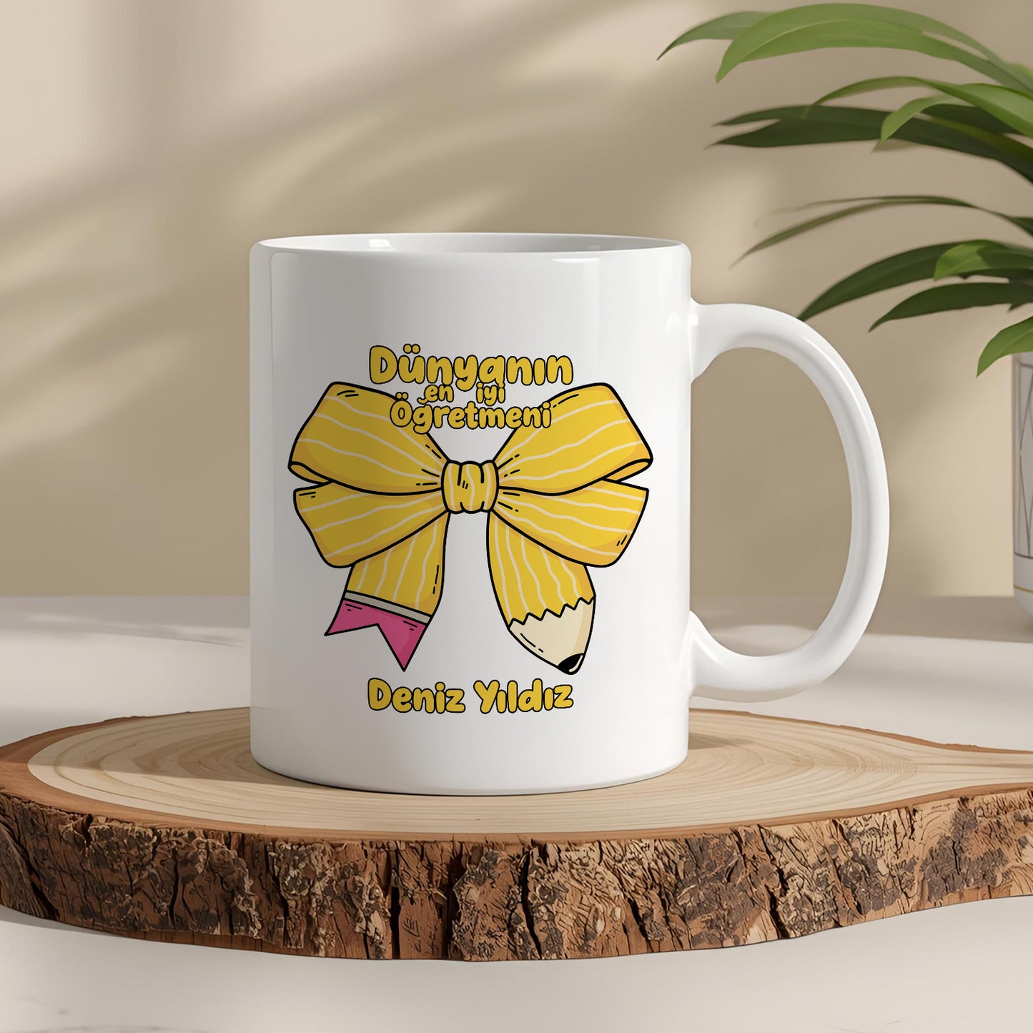 İsimli Öğretmenler Günü Tasarımlı Beyaz Kupa Bardak, Öğretmenler Günü Hediyesi, Kişiye Özel Bardak