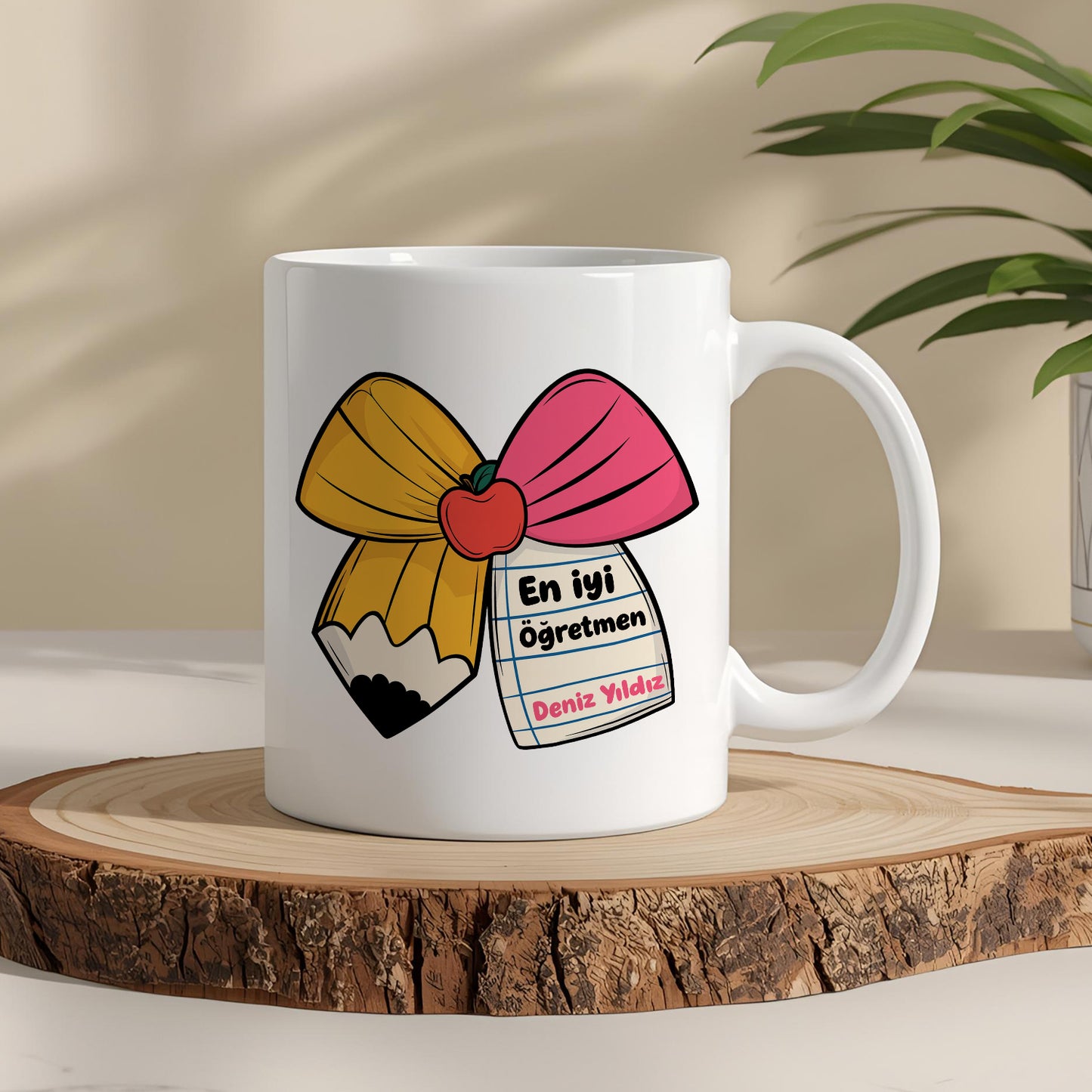 İsimli Öğretmenler Günü Tasarımlı Beyaz Kupa Bardak, Öğretmenler Günü Hediyesi, Kişiye Özel Bardak