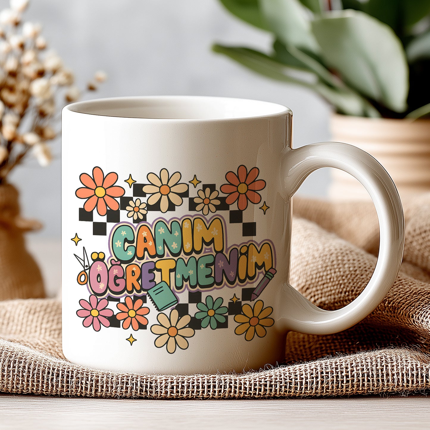 Canım Öğretmenim Yazılı Beyaz Kupa Bardak – Öğretmenler Günü Hediyesi, Kişiye Özel Bardak