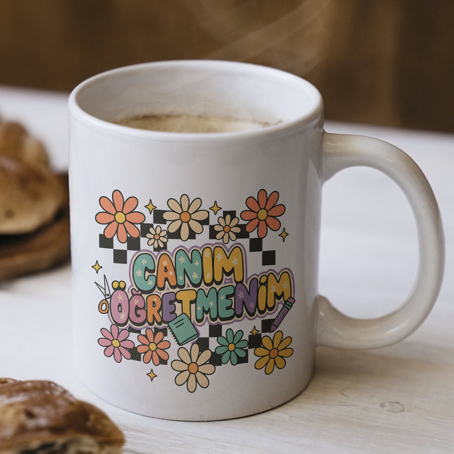 Canım Öğretmenim Yazılı Beyaz Kupa Bardak – Öğretmenler Günü Hediyesi, Kişiye Özel Bardak