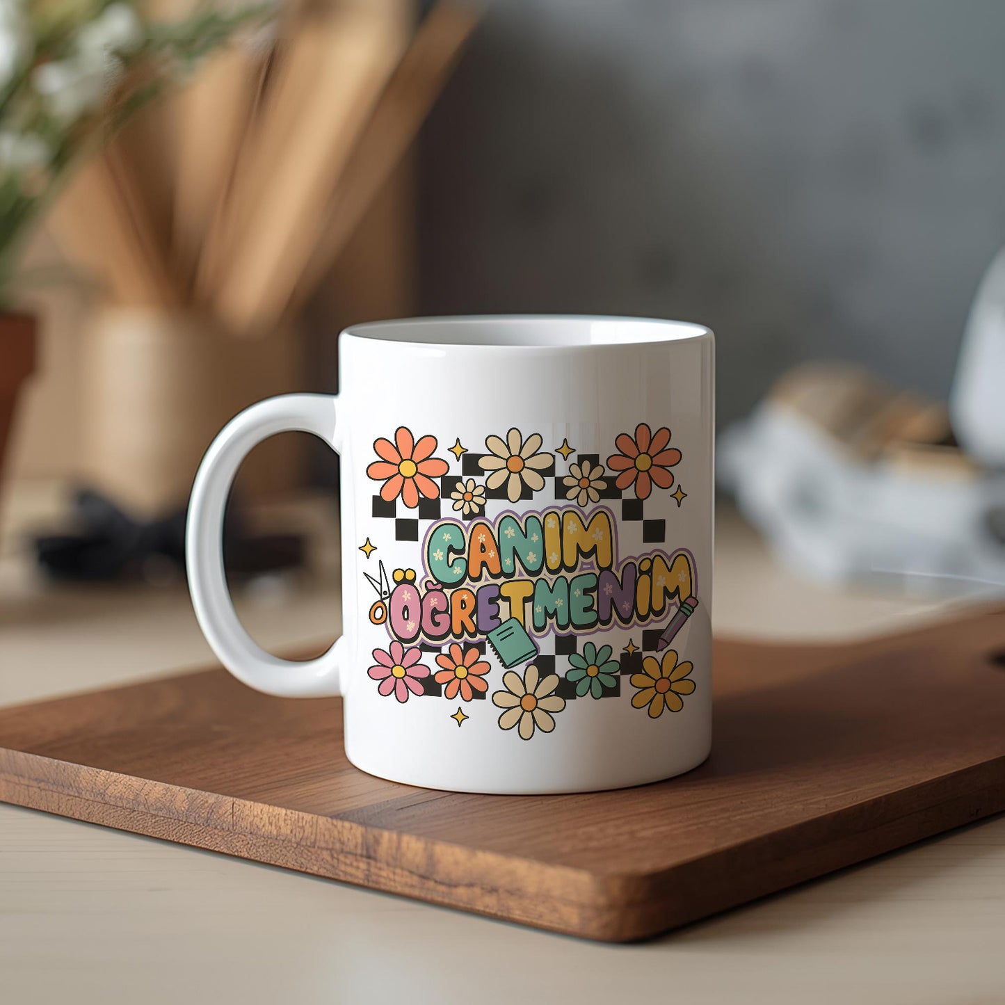 Canım Öğretmenim Yazılı Beyaz Kupa Bardak – Öğretmenler Günü Hediyesi, Kişiye Özel Bardak