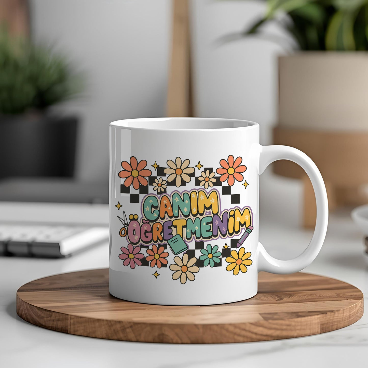 Canım Öğretmenim Yazılı Beyaz Kupa Bardak – Öğretmenler Günü Hediyesi, Kişiye Özel Bardak