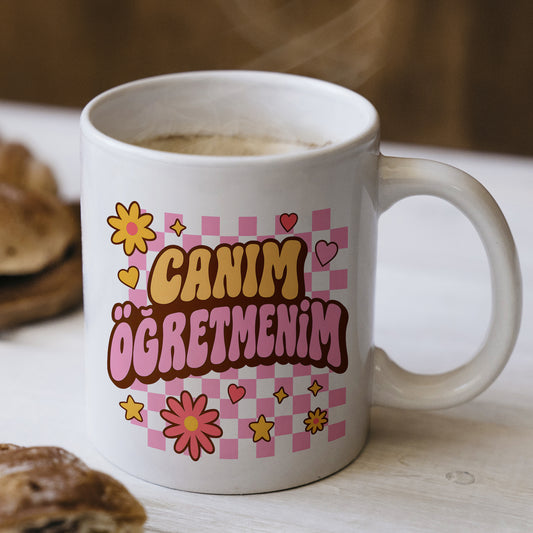 Canım Öğretmenim Yazılı Beyaz Kupa Bardak – Öğretmenler Günü Hediyesi, Kişiye Özel Bardak