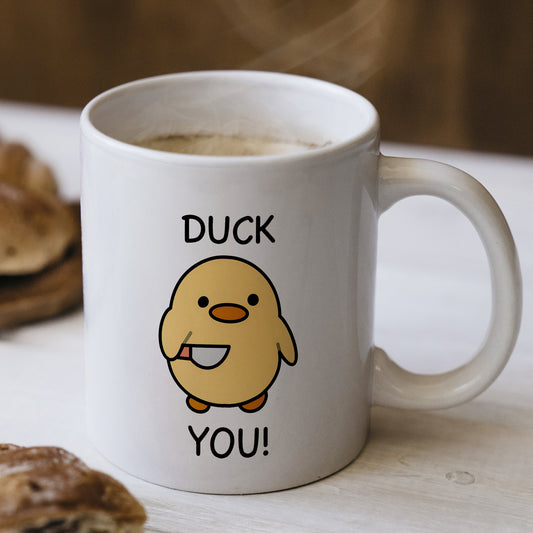 Duck You Yazılı Beyaz Kupa Bardak – Komik Yazılı Bardak, Mizah Sevenlere Hediye Bardak