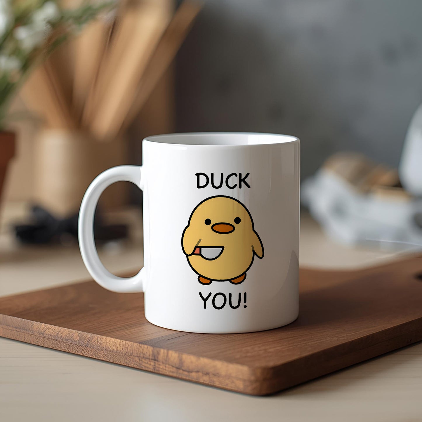 Duck You Yazılı Beyaz Kupa Bardak – Komik Yazılı Bardak, Mizah Sevenlere Hediye Bardak