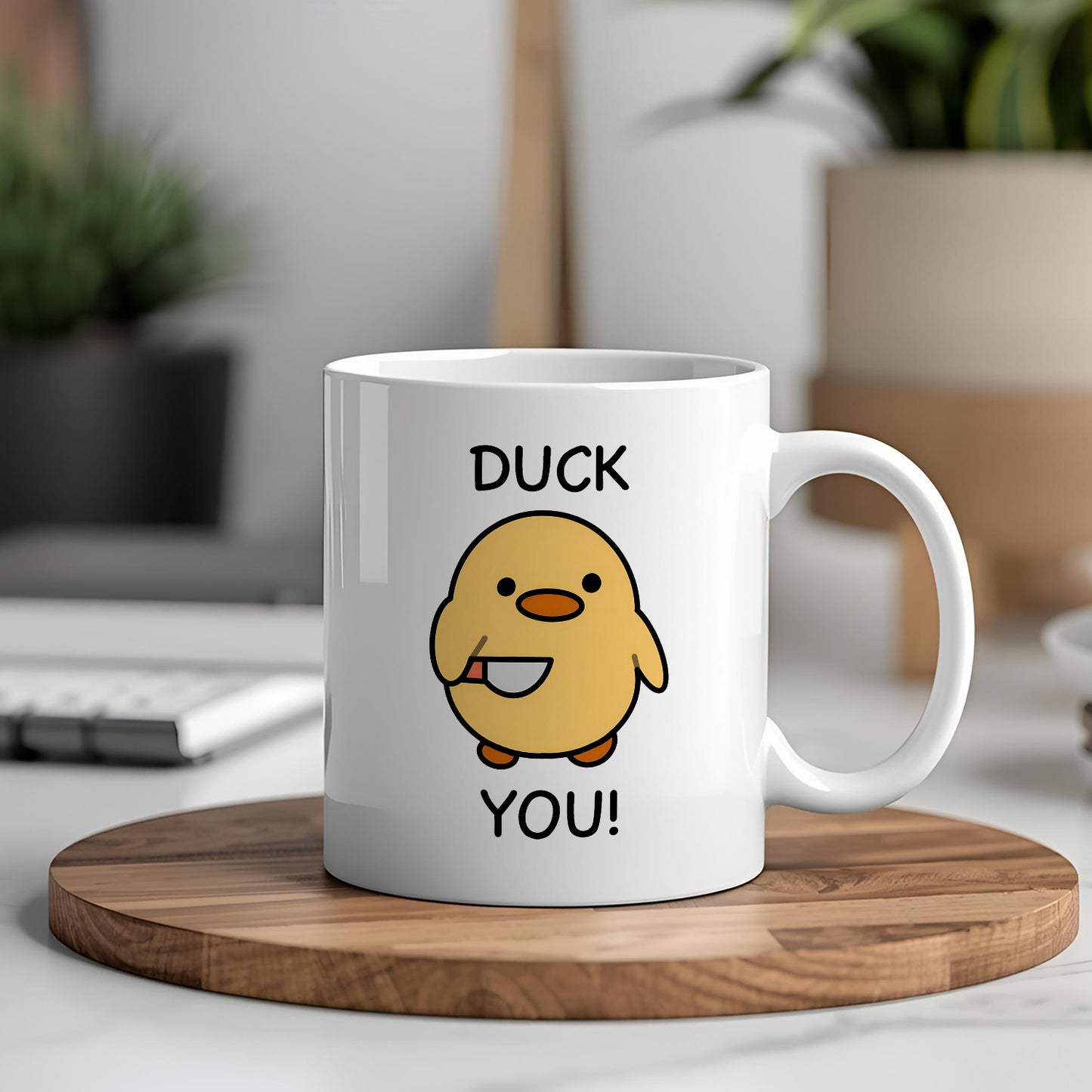 Duck You Yazılı Beyaz Kupa Bardak – Komik Yazılı Bardak, Mizah Sevenlere Hediye Bardak