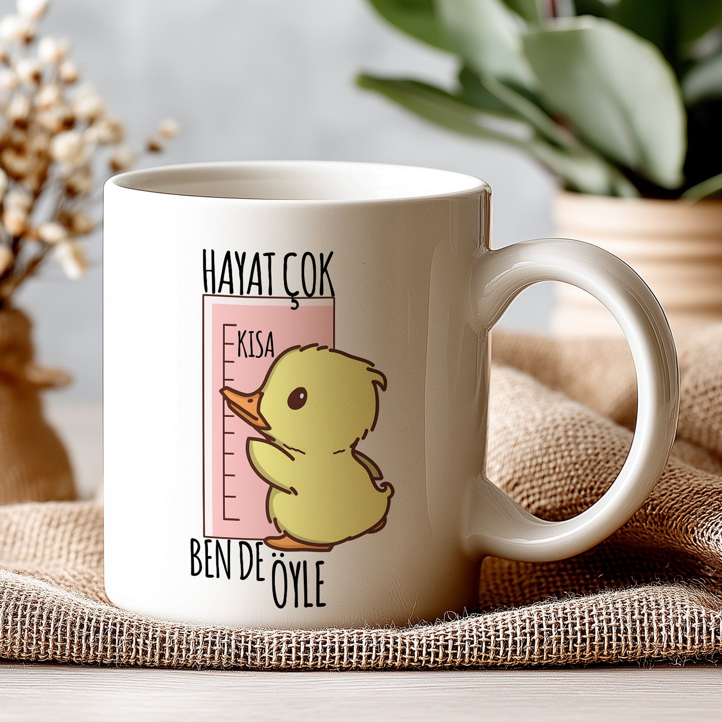 Hayat Çok Kısa Yazılı Komik Kupa Bardak – Komik Yazılı Bardak, Eğlenceli Kupa Bardak