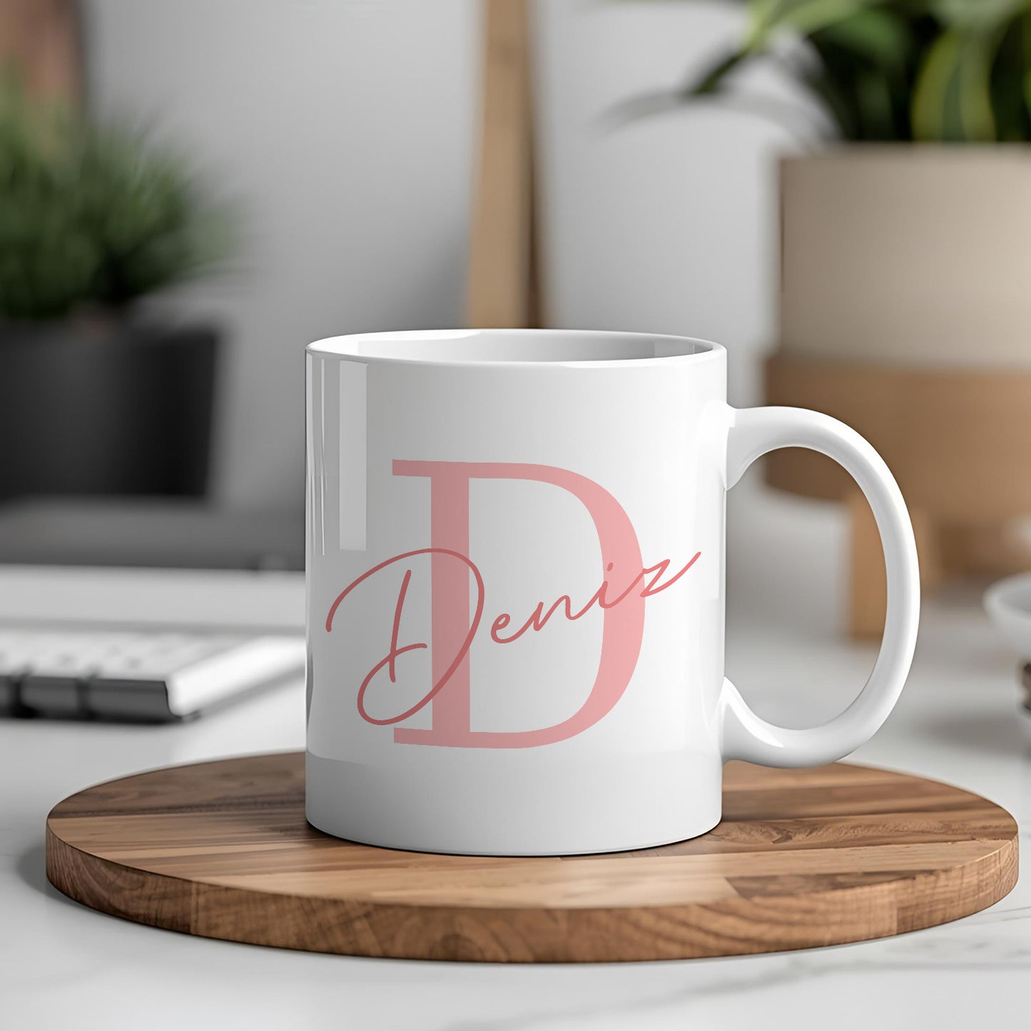 Harfli İsimli Kişiye Öze Beyazl Kupa Bardak – Şık, Minimal Tasarım Kupa Bardak