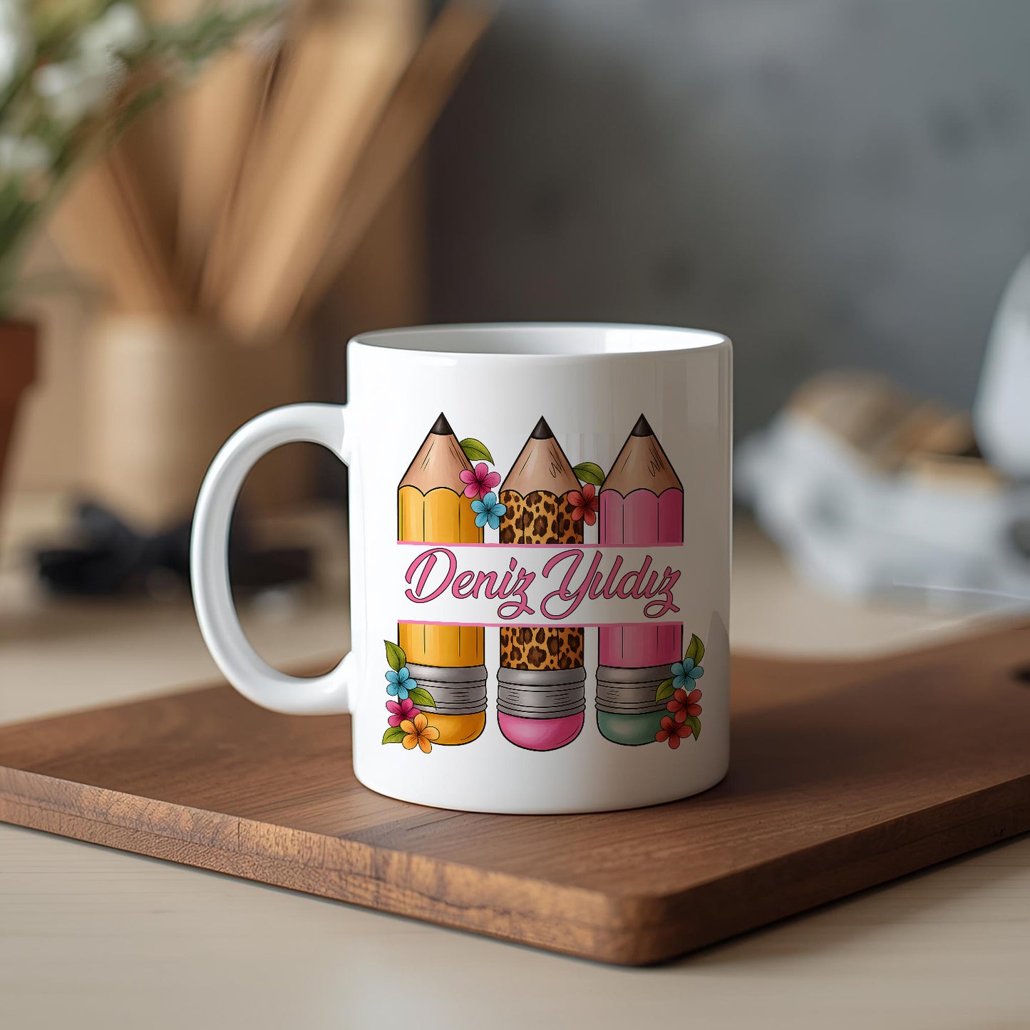 İsimli Öğretmenler Günü Tasarımlı Beyaz Kupa Bardak, Öğretmenler Günü Hediyesi, Kişiye Özel Bardak