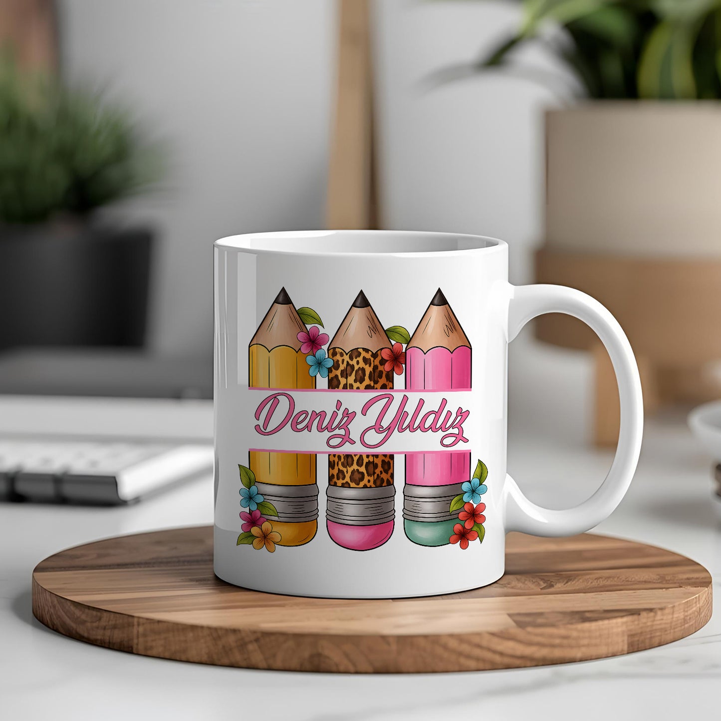 İsimli Öğretmenler Günü Tasarımlı Beyaz Kupa Bardak, Öğretmenler Günü Hediyesi, Kişiye Özel Bardak