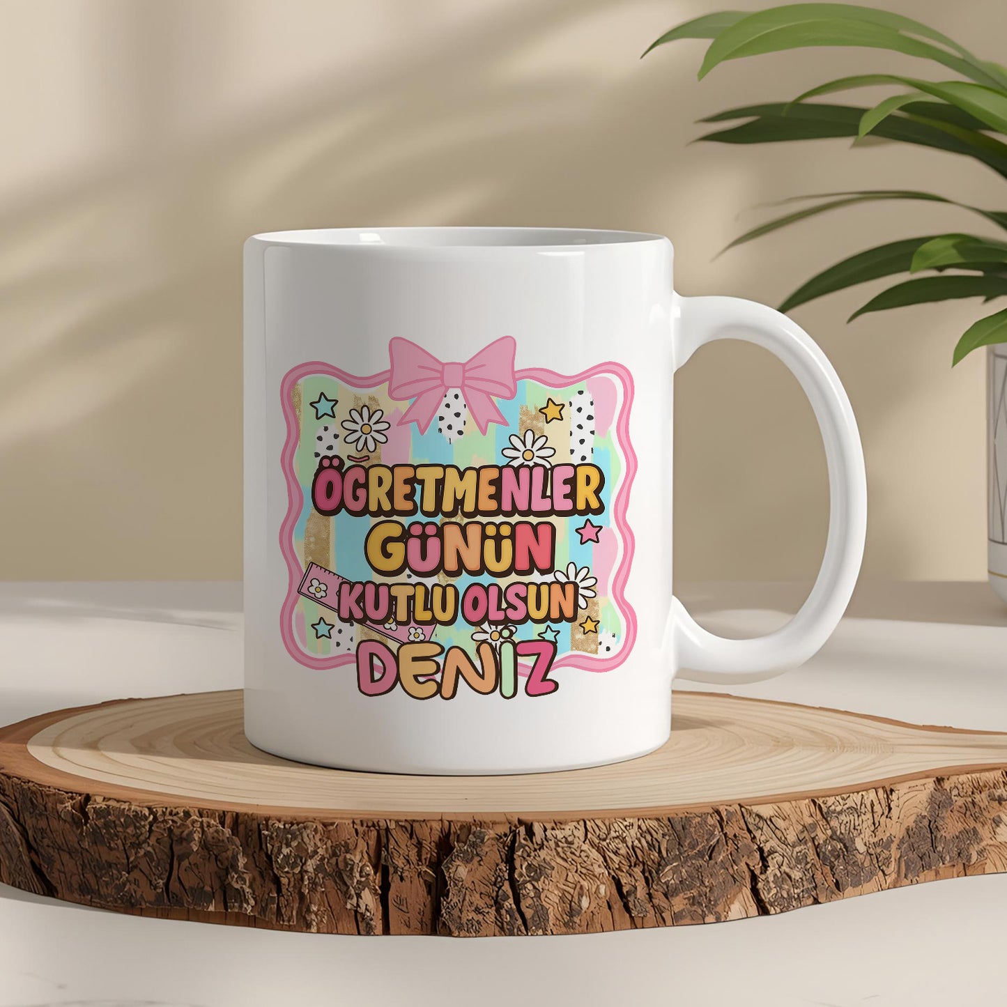 İsimli Öğretmenler Günü Tasarımlı Beyaz Kupa Bardak, Öğretmenler Günü Hediyesi, Kişiye Özel Bardak