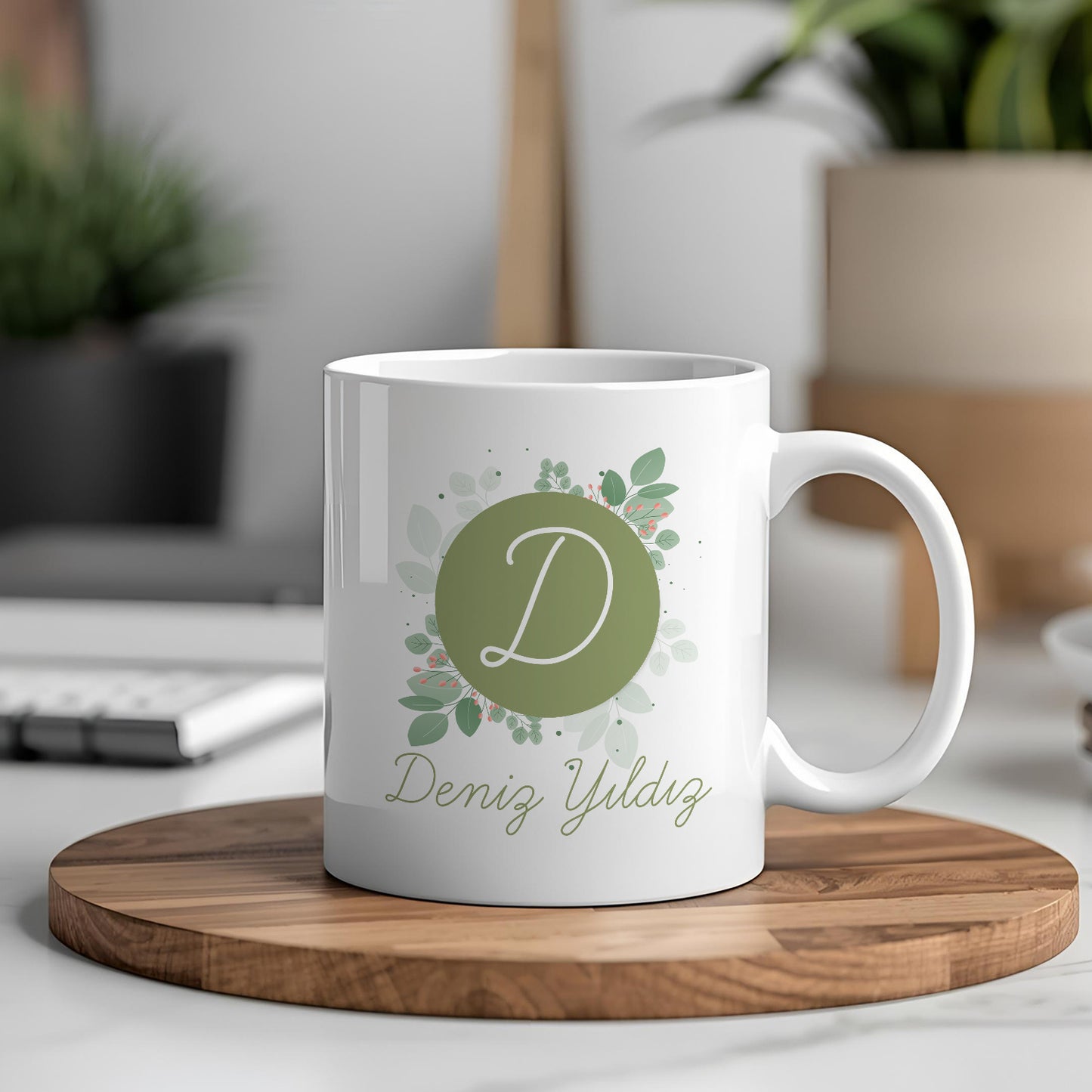 Harfli İsimli Kişiye Öze Beyazl Kupa Bardak – Şık, Minimal Tasarım Kupa Bardak