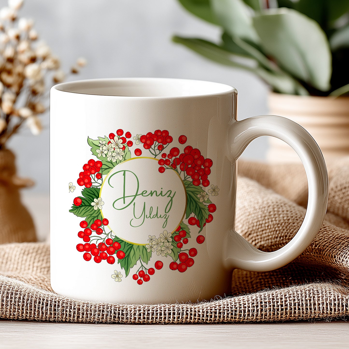 Harfli İsimli Kişiye Öze Beyazl Kupa Bardak – Şık, Minimal Tasarım Kupa Bardak