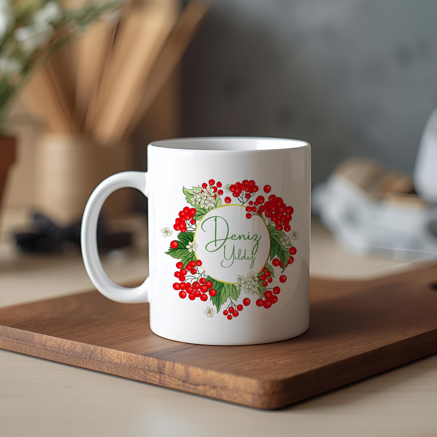 Harfli İsimli Kişiye Öze Beyazl Kupa Bardak – Şık, Minimal Tasarım Kupa Bardak