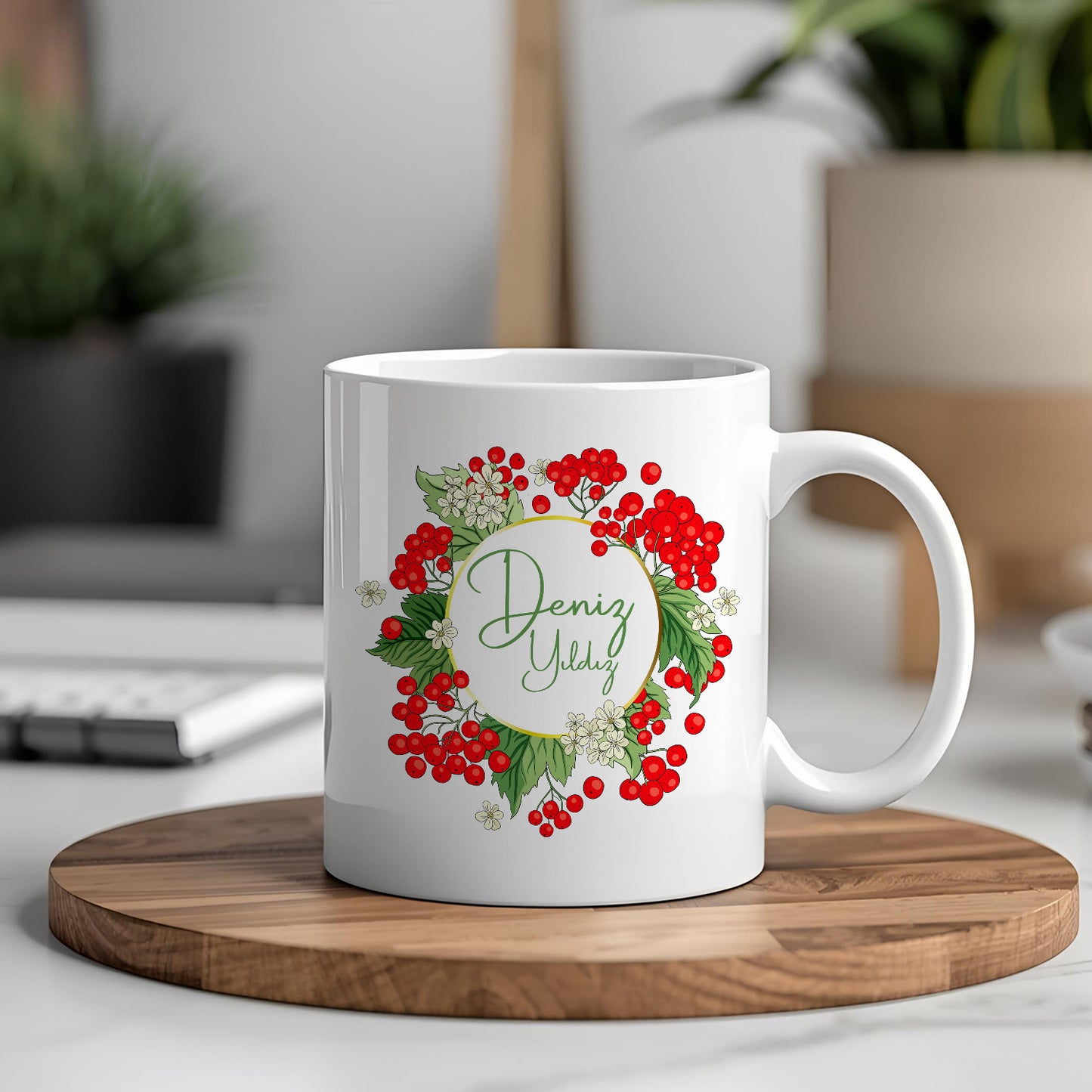 Harfli İsimli Kişiye Öze Beyazl Kupa Bardak – Şık, Minimal Tasarım Kupa Bardak