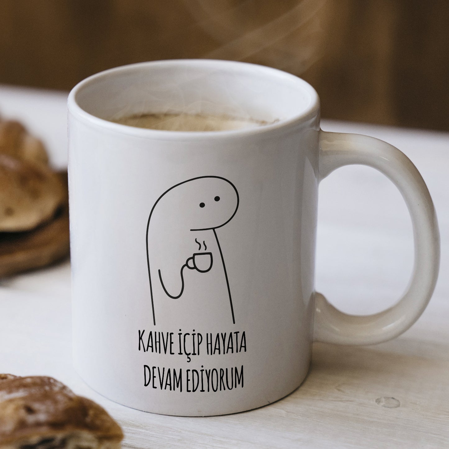 Kahve İçip Hayata Devam Ediyorum Yazılı Kupa Bardak – Komik Yazılı Bardak, Eğlenceli Kupa Bardak