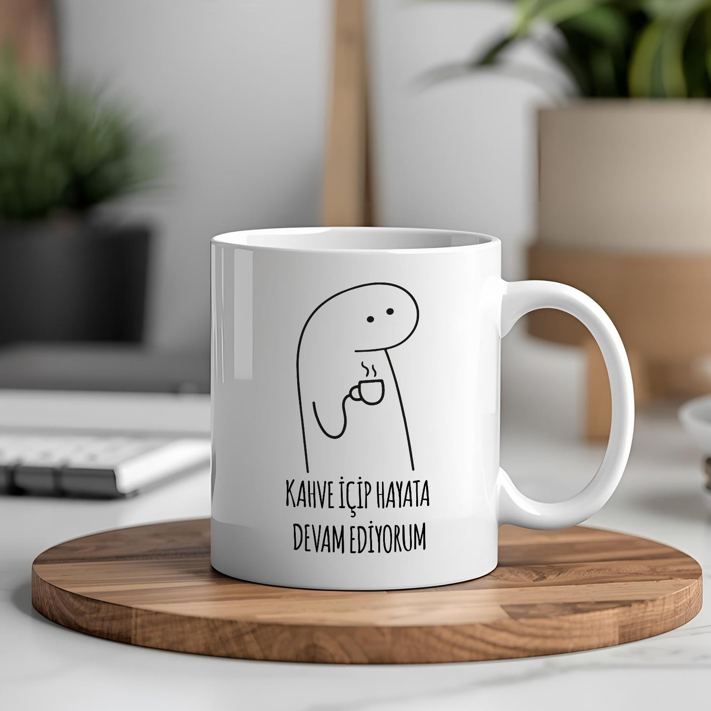 Kahve İçip Hayata Devam Ediyorum Yazılı Kupa Bardak – Komik Yazılı Bardak, Eğlenceli Kupa Bardak