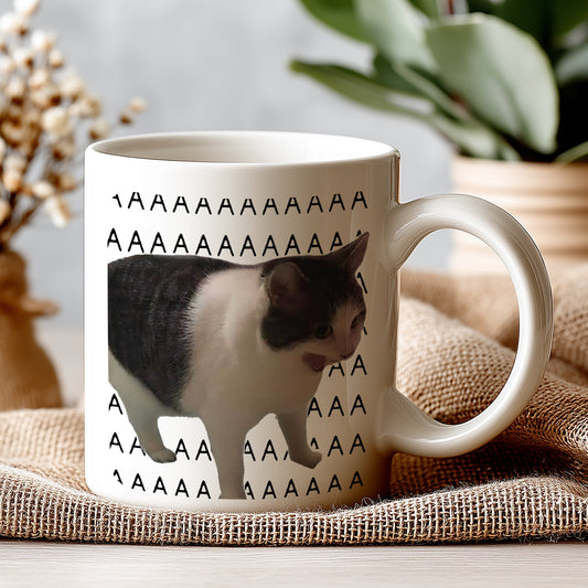 AAAAA Yazılı Komik Kedi Kupa Bardak – Komik Yazılı Bardak, Eğlenceli Kupa Bardak