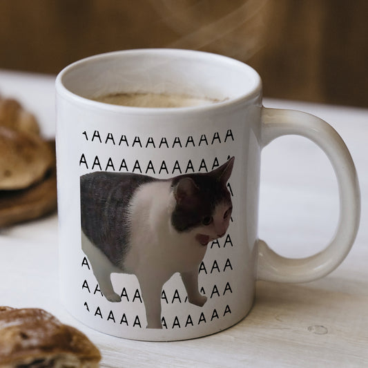 AAAAA Yazılı Komik Kedi Kupa Bardak – Komik Yazılı Bardak, Eğlenceli Kupa Bardak