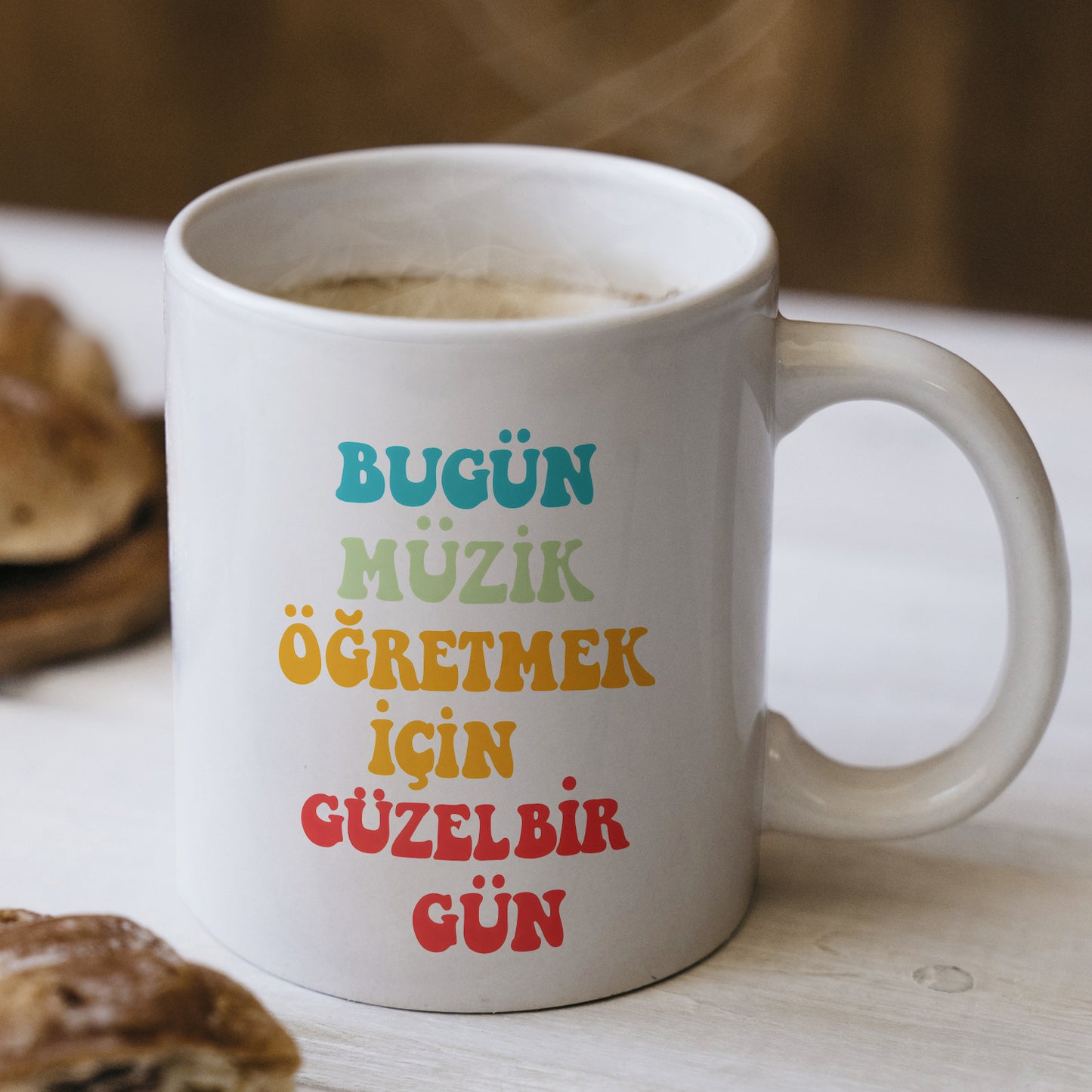 Müzik Öğretmeni Yazılı Beyaz Kupa Bardak – Öğretmenler Günü Hediyesi, Kişiye Özel Bardak