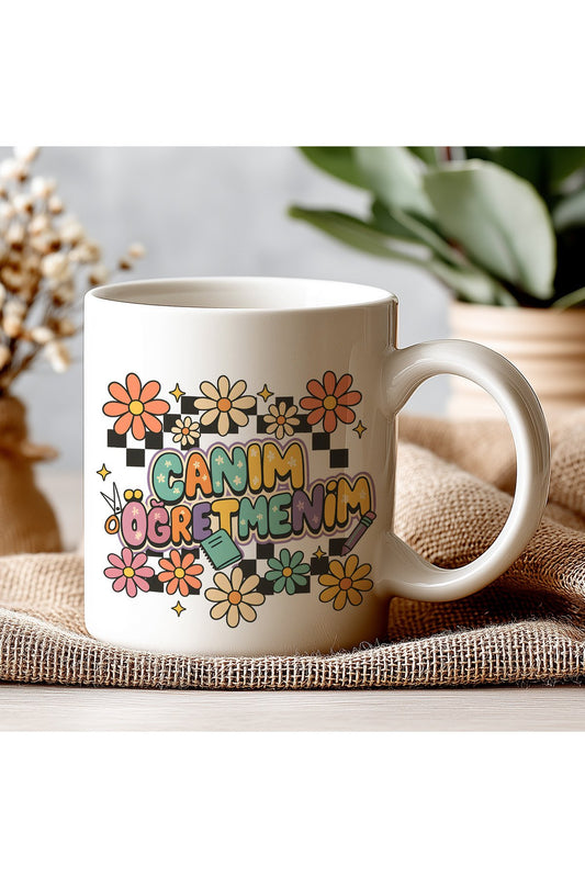 Canım Öğretmenim Yazılı Beyaz Kupa Bardak – Öğretmenler Günü Hediyesi, Kişiye Özel Bardak