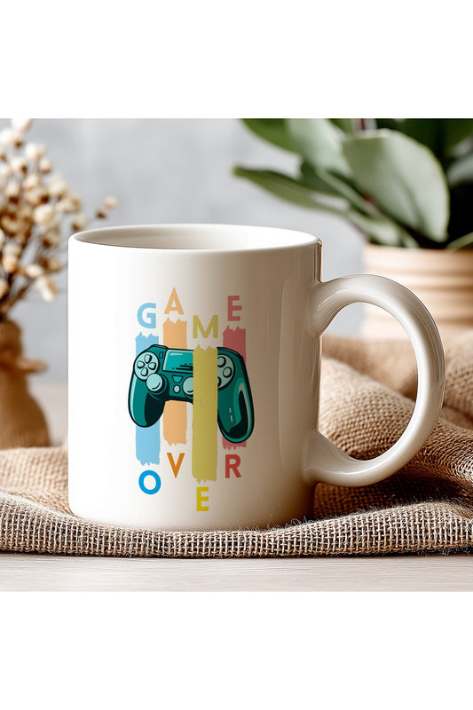 Game Over Yazılı Beyaz Kupa Bardak – Gamer Temalı Doğum Günü Hediyesi