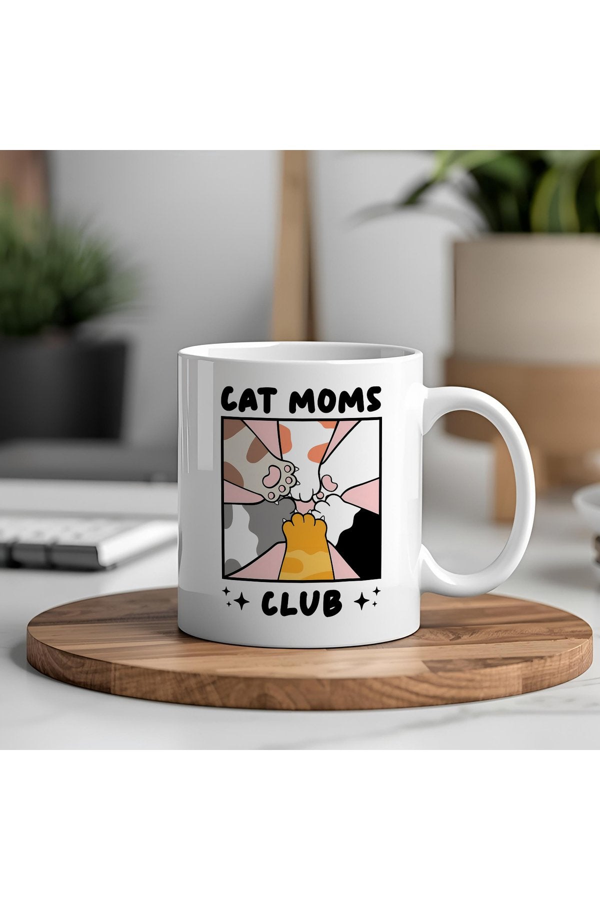 Cat Moms Club Kupa – Kedi Annelerine Özel Sevimli Tasarım – Kedisever Hediye Kupa