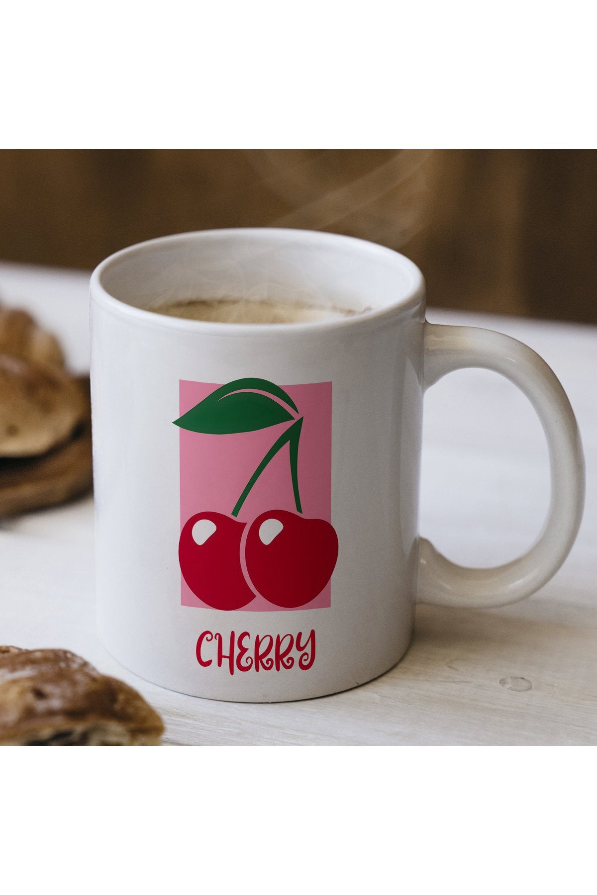 Cherry Kupa – Kiraz Temalı Minimal Tasarım – Renkli Estetik Hediye Kupa