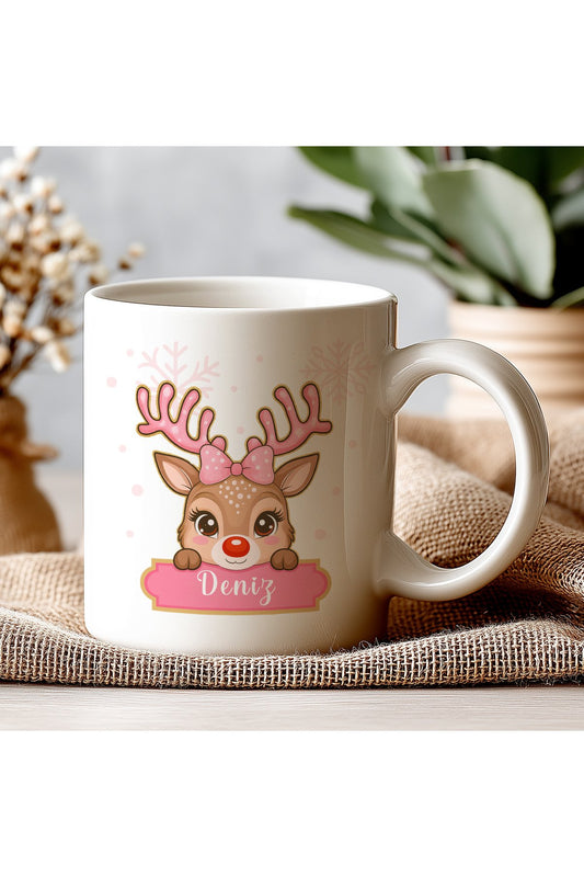 Sevimli Geyik Kupası – İsim Yazılı Kişiye Özel Tasarım, Sevimli Yeni Yıl Hediyesi
