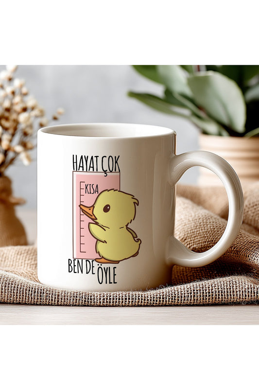 Hayat Çok Kısa Yazılı Komik Kupa Bardak – Komik Yazılı Bardak, Eğlenceli Kupa Bardak