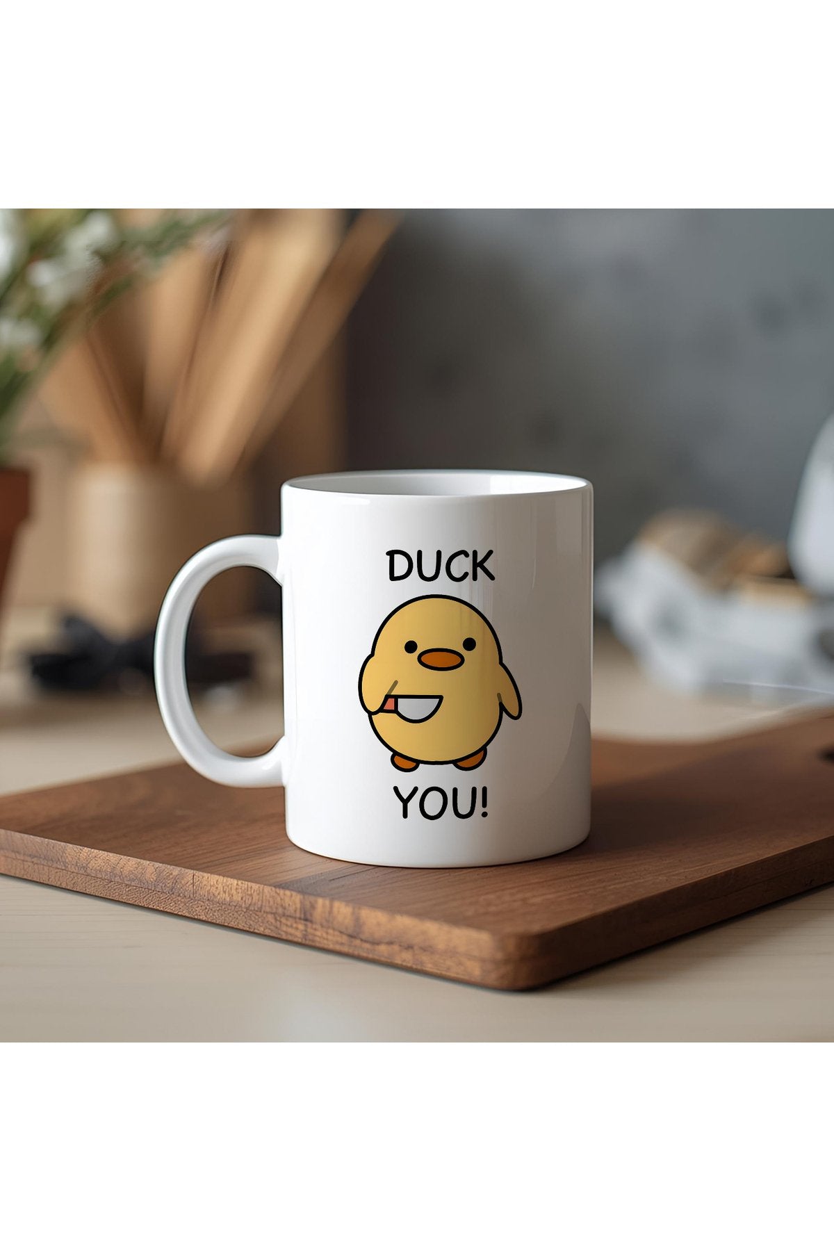 Duck You Yazılı Beyaz Kupa Bardak – Komik Yazılı Bardak, Mizah Sevenlere Hediye Bardak