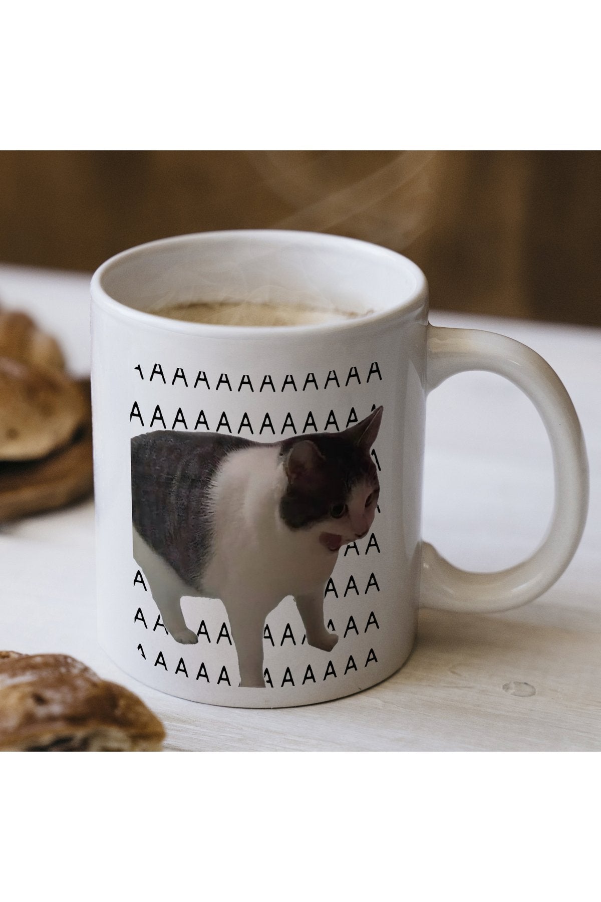 AAAAA Yazılı Komik Kedi Kupa Bardak – Komik Yazılı Bardak, Eğlenceli Kupa Bardak